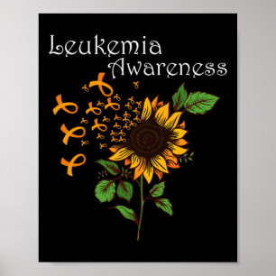 Leukemia Awareness Orange Ribbon With Sunflower Poster