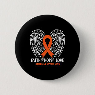 Leukemia Awareness Orange Survivor Ribbon Men Wome Button