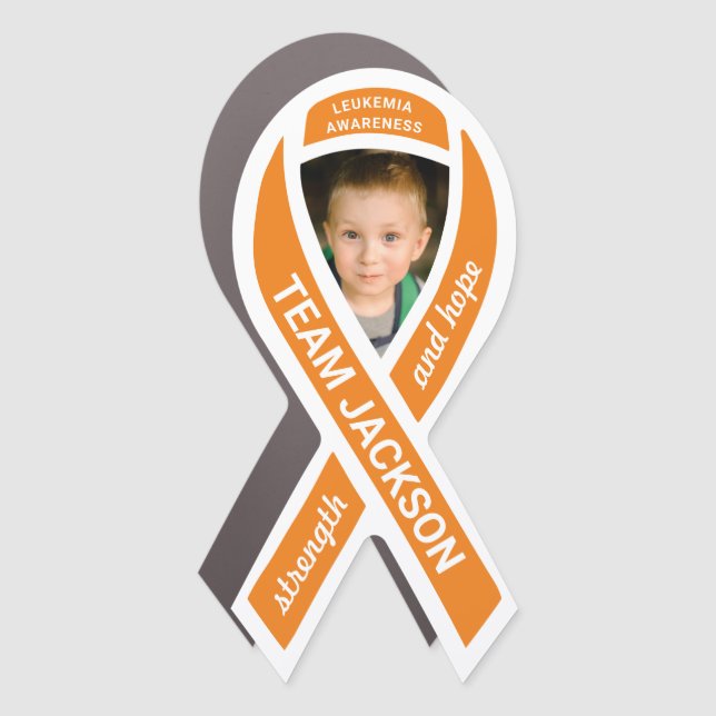 Leukemia Awareness Photo Orange Ribbon Car Magnet (Front)