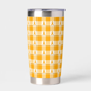 Leukemia Awareness Plaid Orange Ribbon Insulated Tumbler