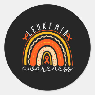 Leukemia Awareness Rainbow Leukemia Support Orange Classic Round Sticker