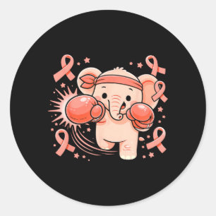 Leukemia Awareness Ribbon Cute Boxing Elephant Classic Round Sticker