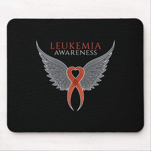 Leukemia Awareness Ribbon With Angel Wings  Mouse Pad