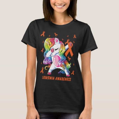 leukemia Awareness s Unicorn Dabbing Survivor Gift T_Shirt