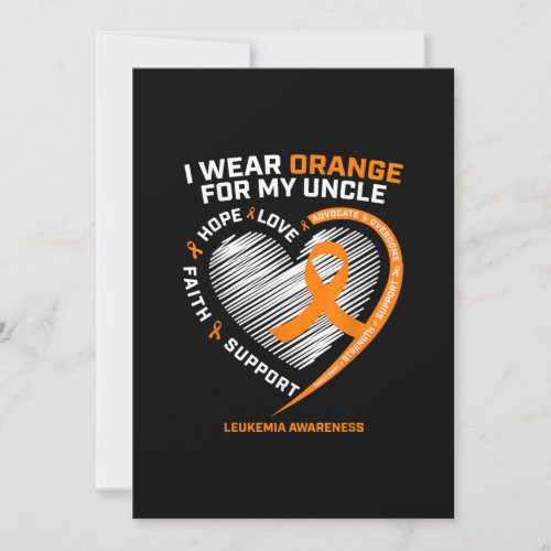 Leukemia Awareness Shirts Uncle Mens Womens Kids Invitation