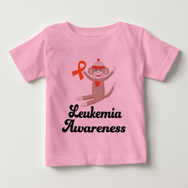 Leukemia Awareness Sock Monkey Baby T-Shirt (Front)