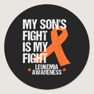 Leukemia Awareness  Son Fight Orange Ribbon Gift  Classic Round Sticker