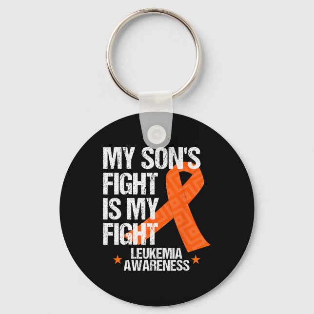 Leukemia Awareness  Son Fight Orange Ribbon Gift  Keychain (Front)
