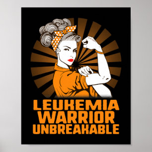 Leukemia Awareness Strong Warrior Woman Orange Rib Poster