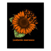 Leukemia Awareness Sunflower Gift Warrior Survivor Poster