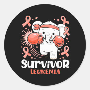 Leukemia Awareness Survivor Cute Boxing Elephant Classic Round Sticker