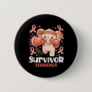 Leukemia Awareness Survivor Elephant Cute Boxing Button