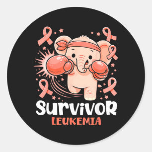 Leukemia Awareness Survivor Elephant Cute Boxing Classic Round Sticker