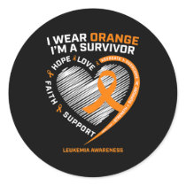 Leukemia Awareness  Survivor Men Women Kids Leukem Classic Round Sticker