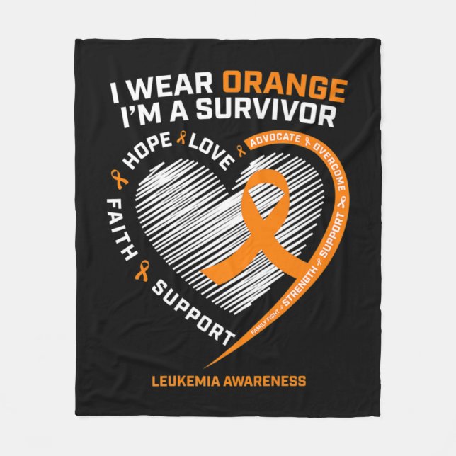 Leukemia Awareness  Survivor Men Women Kids Leukem Fleece Blanket (Front)