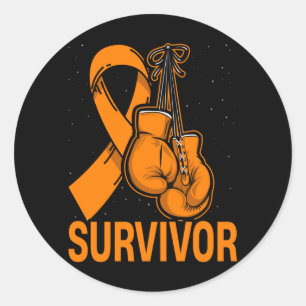 Leukemia Awareness Survivor Orange Ribbon Boxing Classic Round Sticker