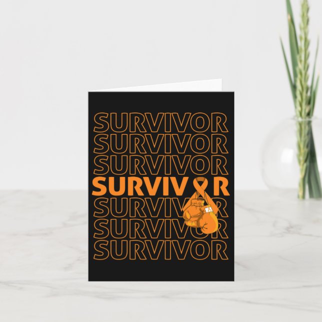 Leukemia Awareness Survivor Orange Ribbon Boxing G Card (Front)