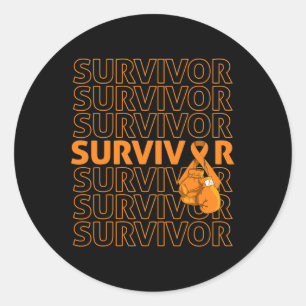 Leukemia Awareness Survivor Orange Ribbon Boxing G Classic Round Sticker