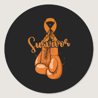Leukemia Awareness Survivor Orange Ribbon Boxing G Classic Round Sticker
