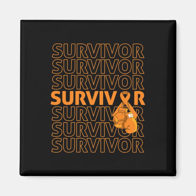 Leukemia Awareness Survivor Orange Ribbon Boxing G Magnet (Front)