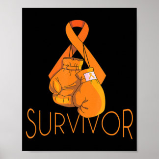 Leukemia Awareness Survivor Orange Ribbon Boxing G Poster