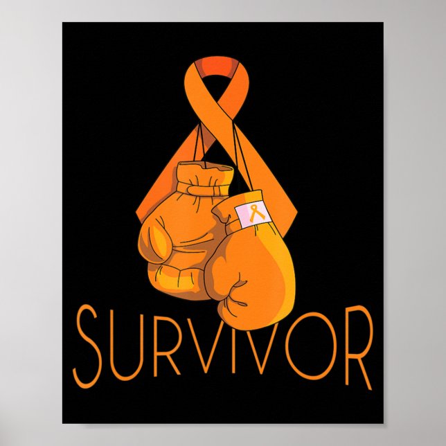 Leukemia Awareness Survivor Orange Ribbon Boxing G Poster (Front)