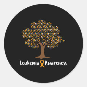 Leukemia Awareness Tree Orange Ribbon Cancer Survi Classic Round Sticker