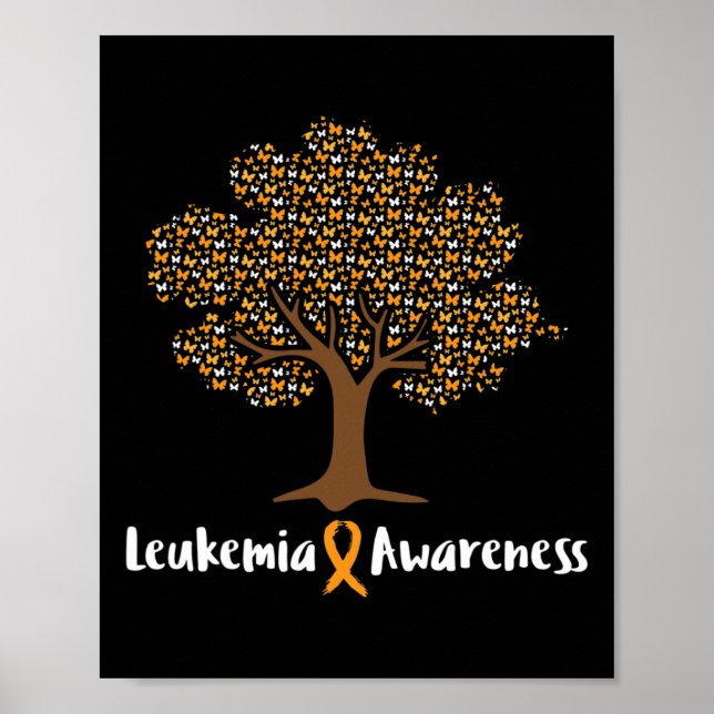 Leukemia Awareness Tree Orange Ribbon Cancer Survi Poster (Front)