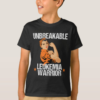 Leukemia Awareness  Unbreakable Warrior Orange Rib T-Shirt