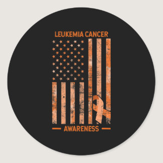 Leukemia Awareness USA Flag Gift Leukemia  Classic Round Sticker