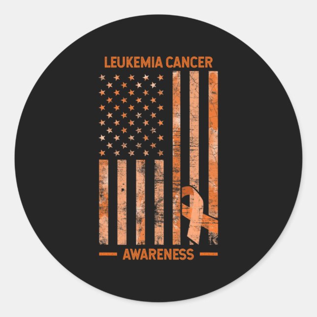 Leukemia Awareness USA Flag Gift Leukemia  Classic Round Sticker (Front)