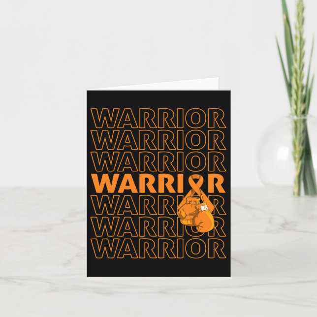 Leukemia Awareness Warrior Orange Ribbon Boxing Gl Card (Front)