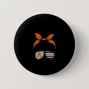 Leukemia Awareness Warrior Support Squad Messy Bun Button