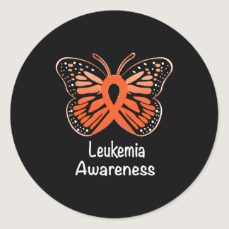 Leukemia Awareness Warrior Support Survivor Orange Classic Round Sticker