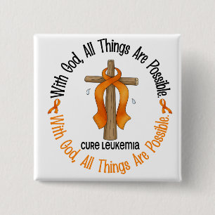 Leukemia Awareness WITH GOD CROSS Pinback Button