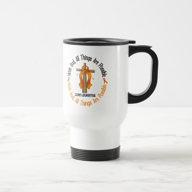 Leukemia Awareness WITH GOD CROSS Travel Mug (Right)