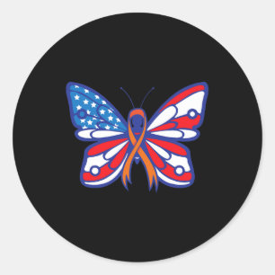 Leukemia Blood Cancer Awareness Ribbon American Fl Classic Round Sticker