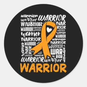 Leukemia Blood Cancer Warrior Orange Ribbon Awaren Classic Round Sticker