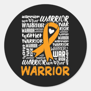 Leukemia Blood Cancer Warrior Orange Ribbon Awaren Classic Round Sticker