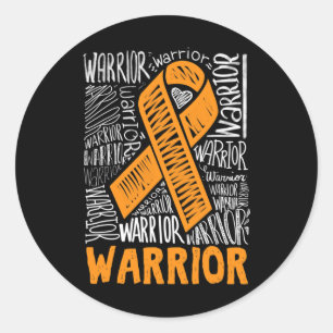 Leukemia Blood Cancer Warrior Orange Ribbon Awaren Classic Round Sticker