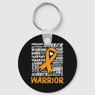 Leukemia Blood Cancer Warrior Orange Ribbon Awaren Keychain