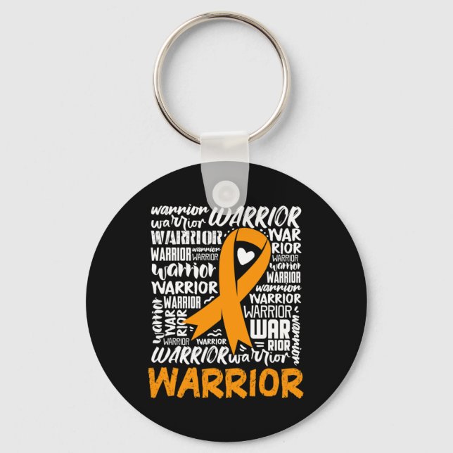 Leukemia Blood Cancer Warrior Orange Ribbon Awaren Keychain (Front)