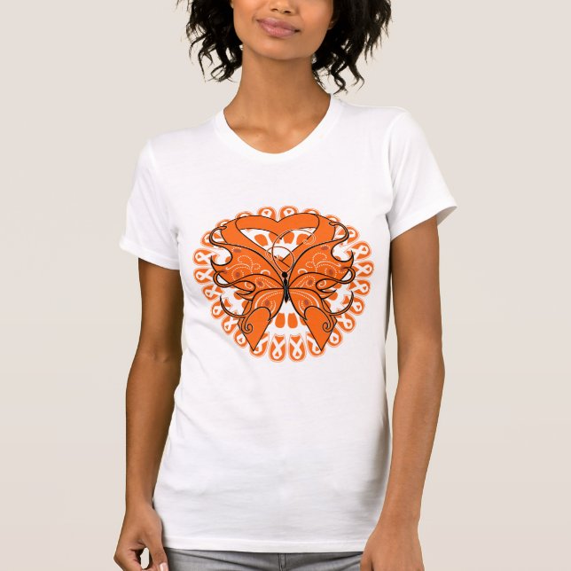 Leukemia Butterfly Circle of Ribbons T-Shirt (Front)