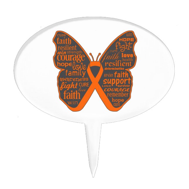 Leukemia Butterfly Collage of Words Cake Topper (Front)