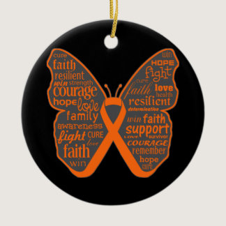 Leukemia Butterfly Collage of Words Ceramic Ornament