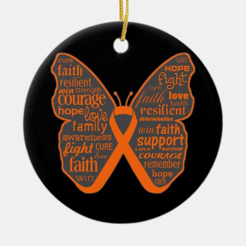 Leukemia Butterfly Collage of Words Ceramic Ornament