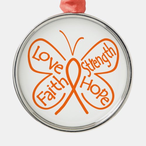 Leukemia Butterfly Inspiring Words Metal Ornament