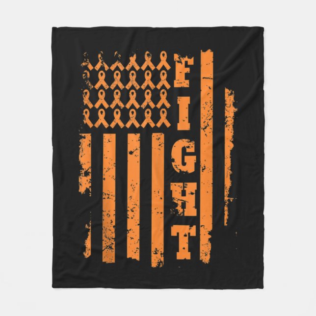 Leukemia Cancer Awareness Leukemia Orange Ribbon  Fleece Blanket (Front)