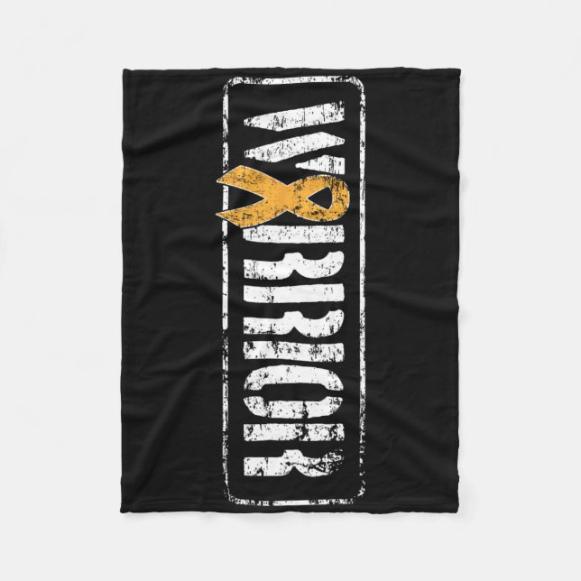 Leukemia Cancer Awareness - Military Warrior Ribbo Fleece Blanket (Front)