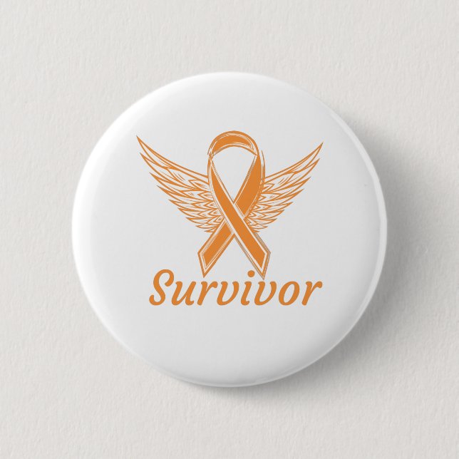 Leukemia Cancer Awareness - Orange Angel Wings Button (Front)